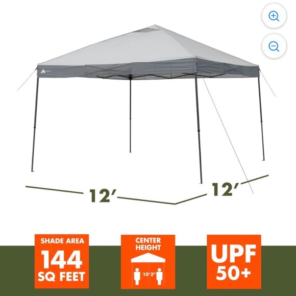 Ozark Trail Canopy 12x12 Instant Set Up & Take Down Push Button Straight Legs - Picture 1 of 15